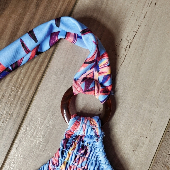 NWT Jessica Simpson Lilac Tropical Floral High Waisted Smocked Bikini Set Medium - Picture 4 of 16